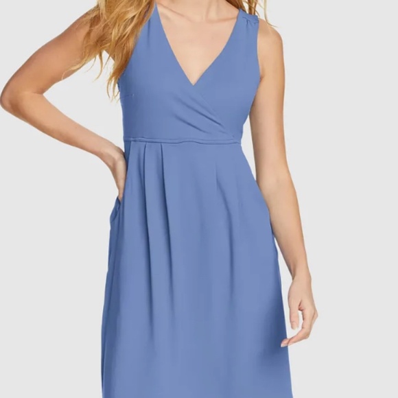 NWOT Eddie Bauer Aster Crossover Dress with Pockets - Bluebird XS - Picture 1 of 5